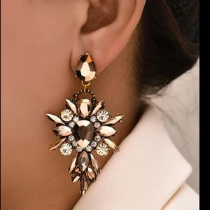 Gorgeous Champagne Crystals Dangle Earrings